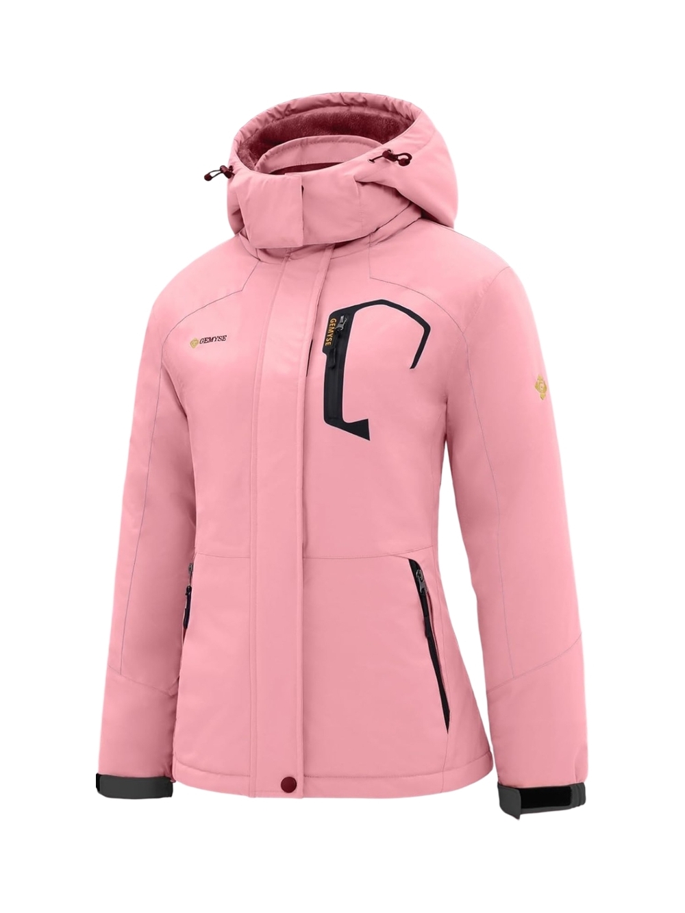 Water-Resistant Pink Insulated Jacket with Zippered Pocket